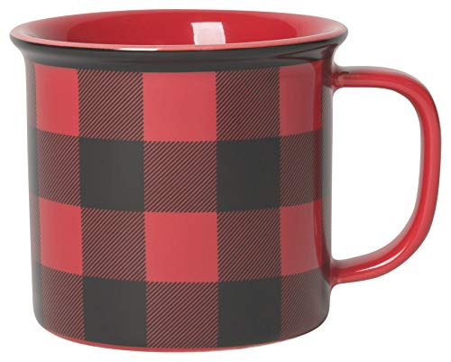 Now Designs Red Buffalo Check Heritage Mug Set of 2 12 oz - Cozy Kitchen Drinkware