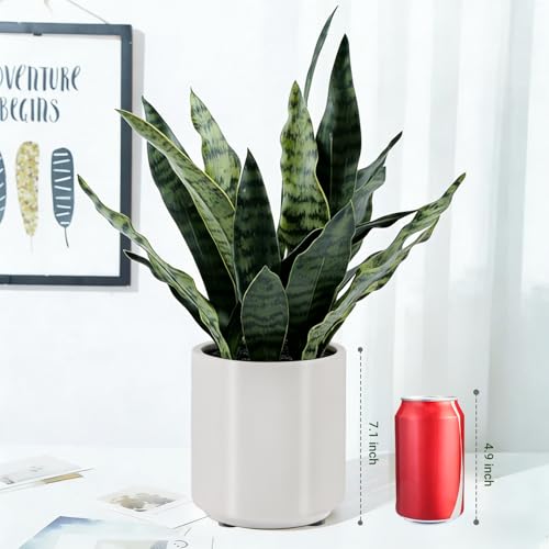 22" Tall Fake Snake Plant - Realistic Touch Leaves, Potted Decor