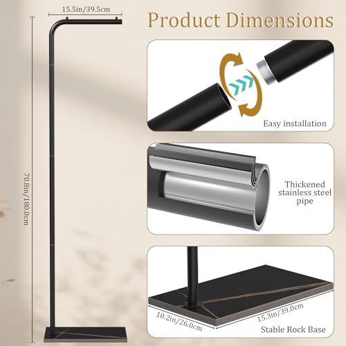 Freestanding Metal Coat Rack with Stable Rock Base, 70.8-Inch L-Shaped Stand