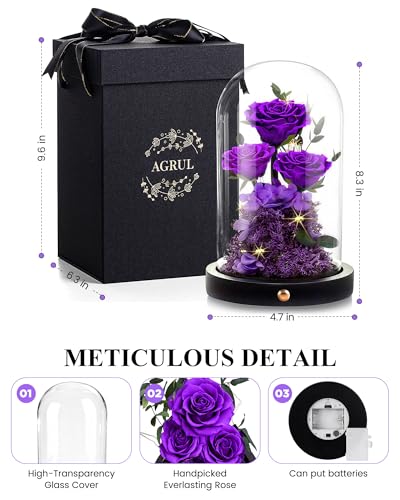 Forever Preserved Purple Rose in Glass Dome - Long-Lasting Floral Gift