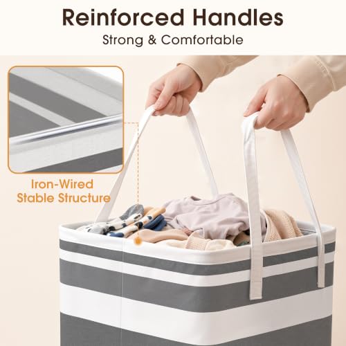 HomeHacks 2-Pack Large 75L Laundry Hamper - Collapsible Waterproof Grey