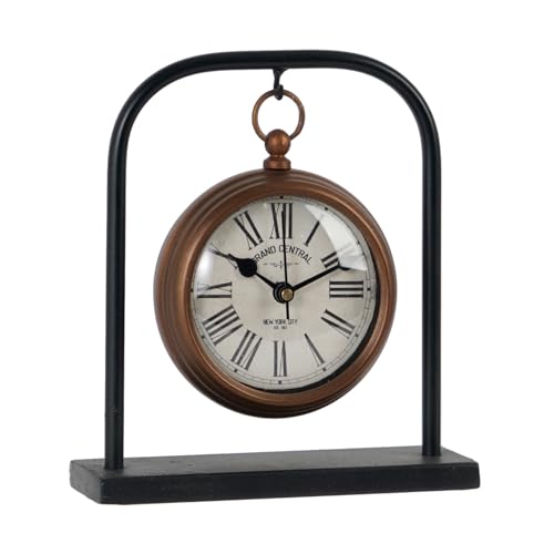 Nikky Home Small Vintage Desk Clock - Silent Retro Bronze Table Clock