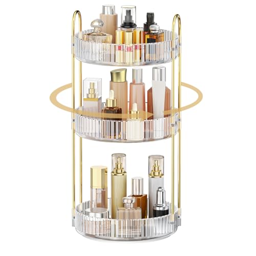 MOKANI 360° Rotating Makeup Organizer B-Clear 3-Tier Vanity Storage