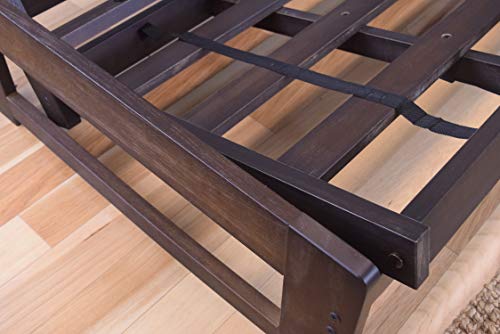 Full Size Futon Sofa Bed with Mocha Hardwood Frame and 7-Inch Mattress