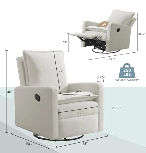 Upholstered Swivel Glider Recliner Rocking Chair for Nursery
