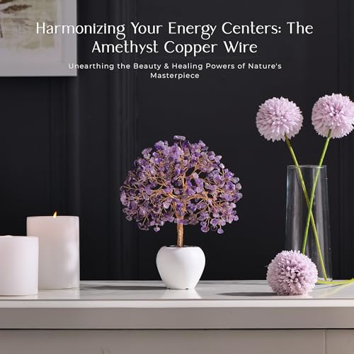 Amethyst Chakra Money Tree with Copper Wire, Feng Shui Desk Decor – Reikved