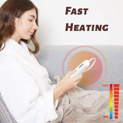 Electric Heated Blanket Throw - Ultra Soft Flannel, 3 Heat Settings, Auto Off, Machine Washable, 50" x 60"