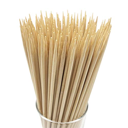Natural Bamboo Skewers - 100 PCS, 6" Thick for BBQ, Kabob, & Parties