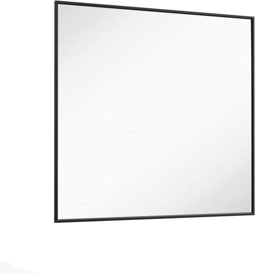LOAAO Black Rectangle Bathroom Mirror - 36" x 36" Matte Aluminum Frame, Tempered Glass, Versatile Hanging Options