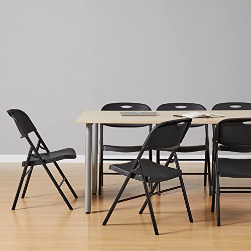Heavy-Duty Foldable Plastic Chairs, 350lb Capacity, Black, 6-Pack