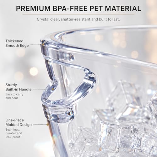 ANKBOL 1PC Clear 6L Acrylic Ice Bucket with Handles & Scoop – Large Capacity Beverage Tub for Parties & Events