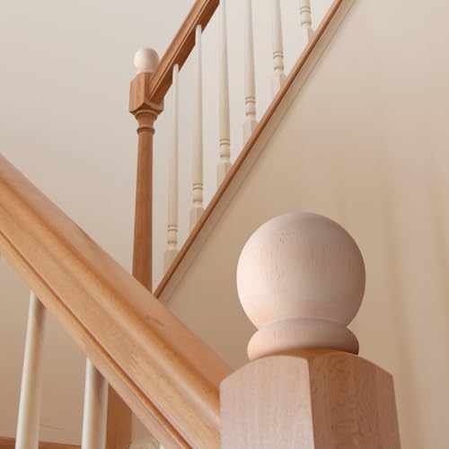 2.5-Inch Round Wooden Ball Finials with Pre-Installed Screws, 2 Pack