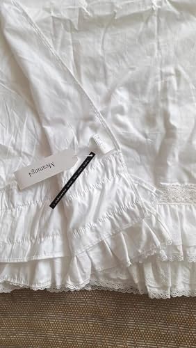 White Ruffled Lace Flat Sheet - 100% Cotton Twin/Twin XL Bed Top Sheet