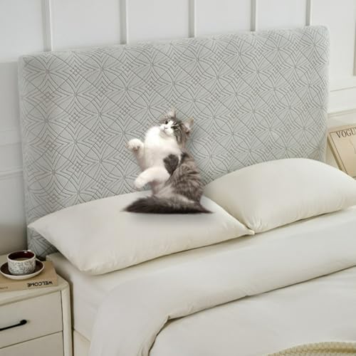 Stretch Headboard Cover for Full Queen King Size - Jacquard Anti-Slip Protector