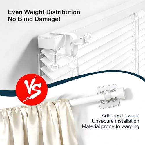 No Drill Curtain Rod Brackets for Blind Headrails, Adjustable 2-Pack