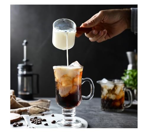 Set of 6 Clear Glass Mug Cups with Handles, 8oz for Hot & Cold Beverages