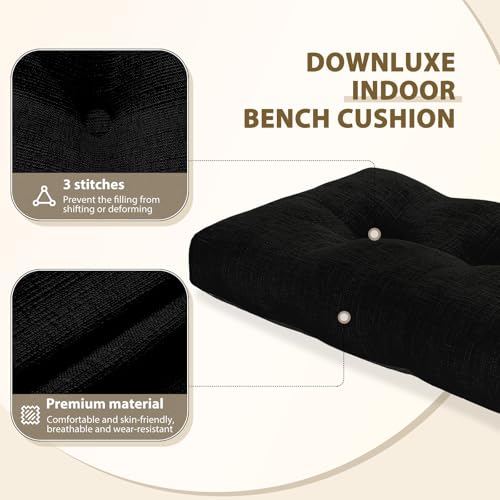 Tufted Indoor Bench Cushion 36x14x4 Inch, Non-Slip Foam Seat Pad