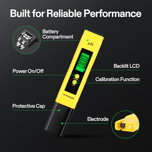 VIVOSUN Digital pH Meter Pen Tester with ATC and Backlit LCD for Hydroponics and Pools