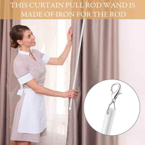 36-Inch Acrylic Curtain Pull Wand Set with Rings and Hooks - 10 Pack
