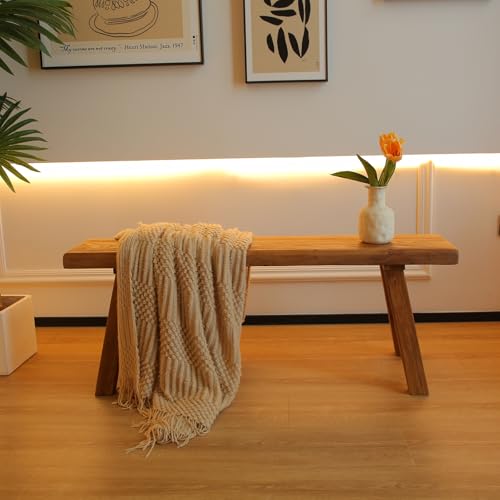 ZPrestiCraft 31.5in Rustic Farmhouse Wooden Bench - Narrow Indoor Entryway Seat