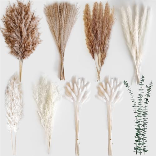 Dried Flower Bouquet with Pampas Grass & Eucalyptus - Boho Home Decor