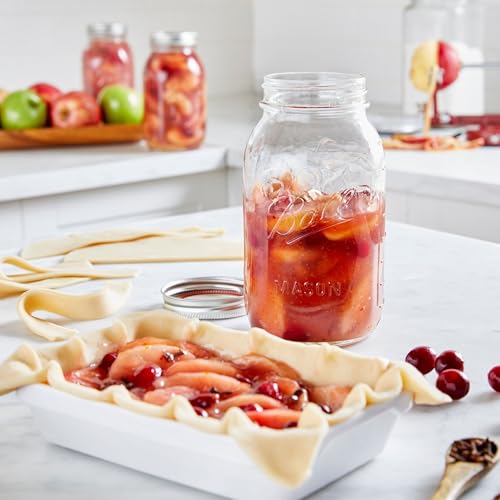 Clear Glass Regular Mouth Mason Jars with Lids & Bands - 32 oz (2 Pack)