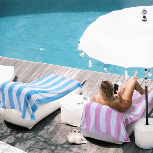 Oversized Microfiber Beach Towel, 40" x 70" Extra Large Striped Pool Towel