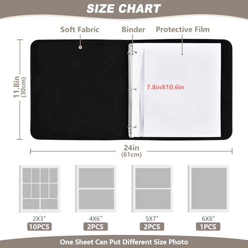Yasala Multicolored Christmas Photo Album with Vegan PU Leather Cover - 20 Sheets, 3-Ring Binder