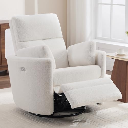 Electric Swivel Glider Recliner Chair with USB Port and Pillows