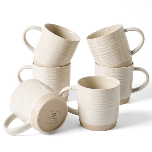 Famiware Constellation-Beige Coffee Mug Set of 6, 13oz Ceramic Cups with Handle