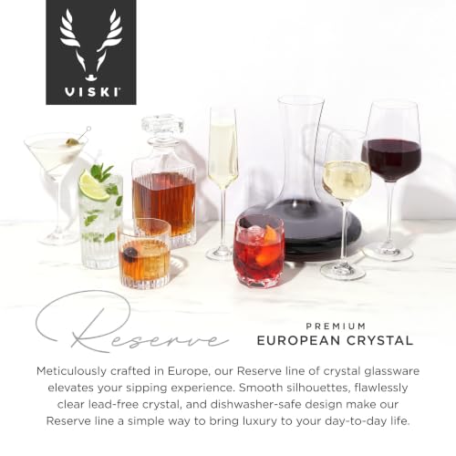 Viski Reserve Milo DOF Tumblers - 12 oz European Crystal Old Fashioned Glasses, Set of 4, Whiskey & Cocktail Barware