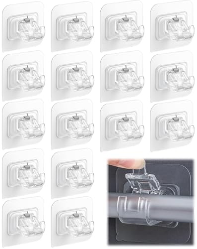 Self-Adhesive Curtain Rod Brackets - No Drilling 16 Pack for 2cm Rods