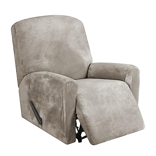 Velvet Recliner Chair Covers - 4-Piece Non-Slip Protector Set