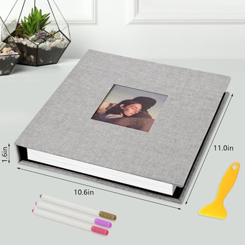 Self-Adhesive Photo Album with 60 Pages, Large Linen 3-Ring Scrapbook