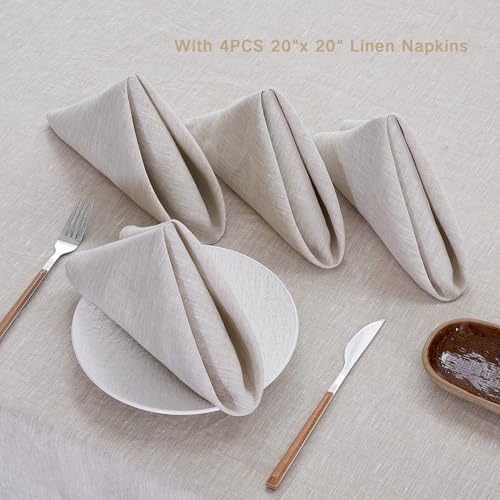 Linen Tablecloth 60x84 Natural Linen for Rectangle Tables - Tseapen 100% Pure