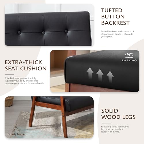 3-Piece Mid-Century Modern Living Room Furniture Set, Loveseat and 2 Chairs