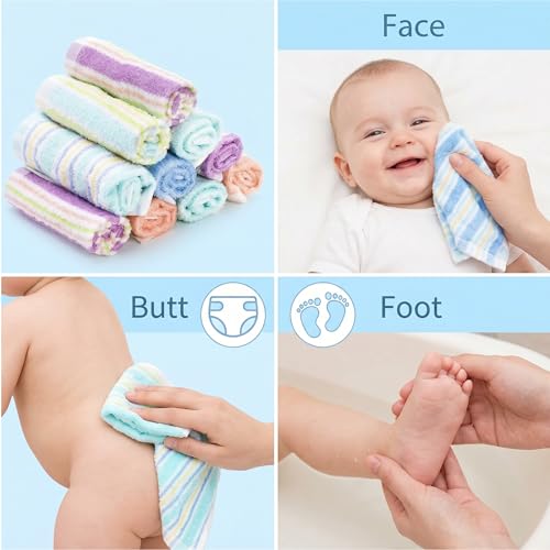 20-Pack Cotton Washcloths, 10x10 Inch Soft Reusable Face Towels