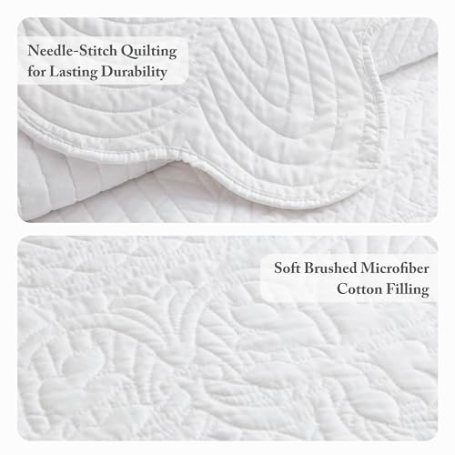 Madison Park Cottage Damask 3-Piece Full/Queen Coverlet Quilt Set, White