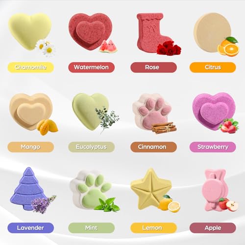 Zesua Advent Calendar 2026 – 24 Shower Steamers, 12 Scents, 8 Shapes, 24-pack