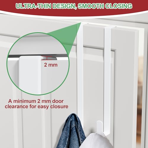Heavy-Duty 15-Inch Reversible Wreath Hanger Over the Door Hooks - White, 2 Pack