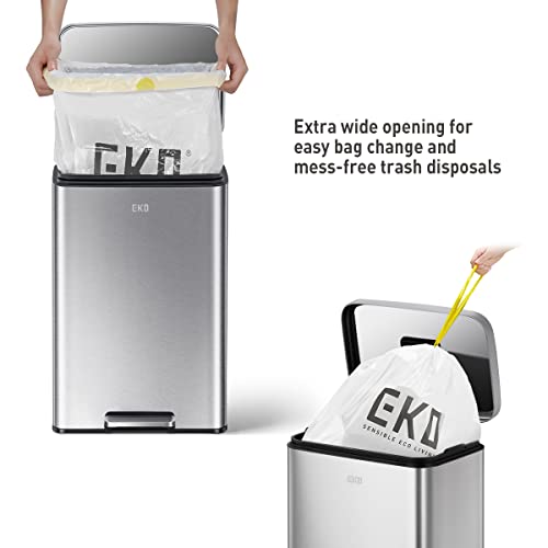 Brushed Stainless Steel Step Trash Can 13.2 Gal 50L with Soft Close Lid