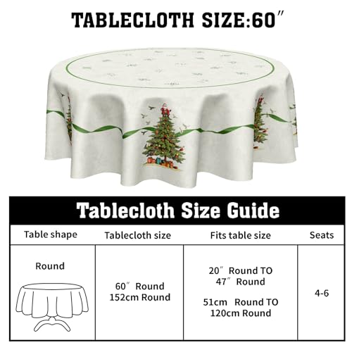 Kawani 60 Inch Round Christmas Tree Green Tablecloth for Holiday Dining