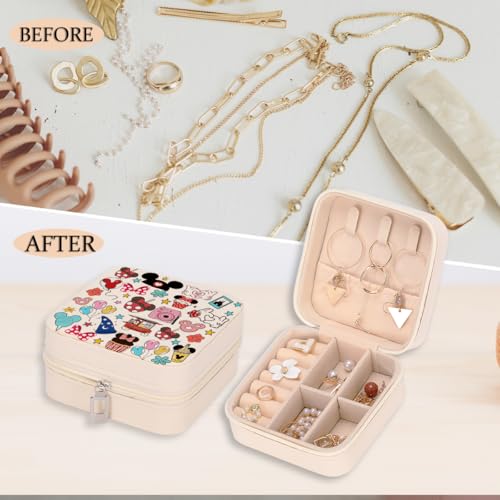 Cartoon Castle Travel Jewelry Case, Small Portable PU Leather Organizer
