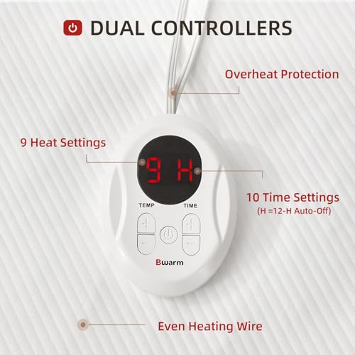 Waterproof Heated Mattress Pad King Size with 9 Heat Settings