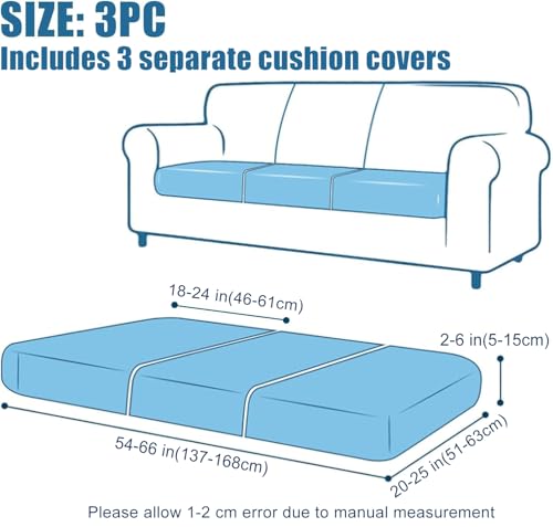 Waterproof Couch Cushion Covers, Non-Slip Stretch Slipcover, 3 Pieces, Grey