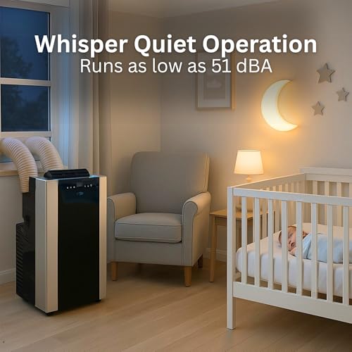 Dual Hose Portable Air Conditioner 14,000 BTU for Rooms up to 500 Sq Ft