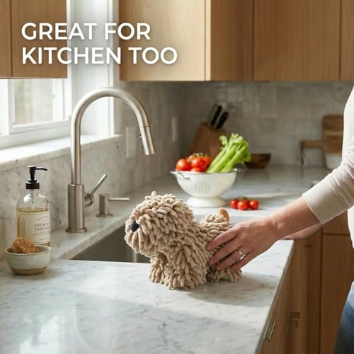 3D Puppy Chenille Hand Towel - Super Soft Absorbent Hanging Ball Towel
