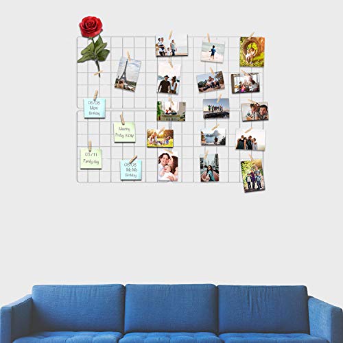 Wire Wall Grid Panel Photo Display Set, 31x24 Inch White Collage Frame (2 Pack)
