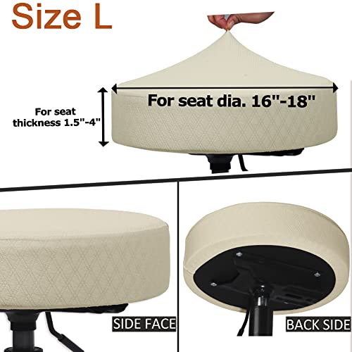 Round Stretchy Bar Stool Covers, Set of 4, 16-18" Diameter - Jacquard, Washable, Dustproof