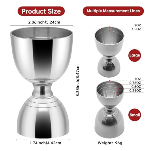 Eispap Premium Stainless Steel Bar Jigger with Accurate Measurement Marks, Double-Sided 0.5oz-2oz